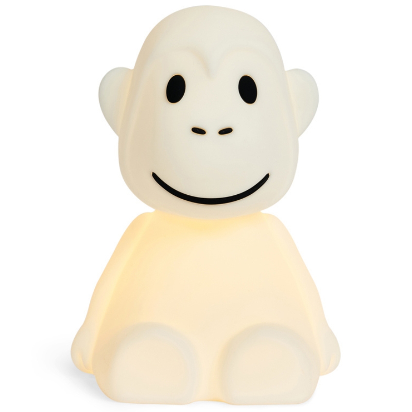 Bílá plastová dětská LED lampa Mr. Maria Monkey 11 cm