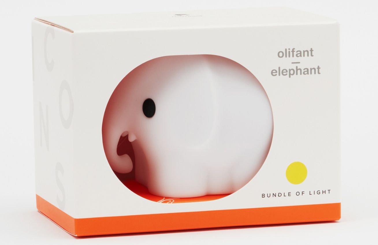 Bílá plastová dětská LED lampa Mr. Maria Elephant 9,5 cm