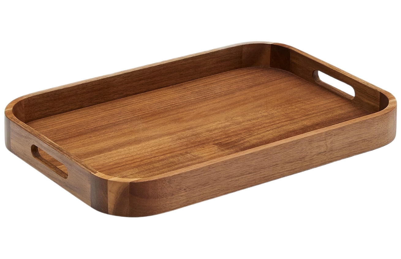 Hnědý dřevěný servírovací podnos Kave Home Sesilu 50,8 x 35,6 cm