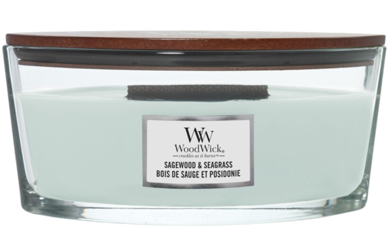Vonná svíčka WoodWick loď, Sagewood & Seagrass
