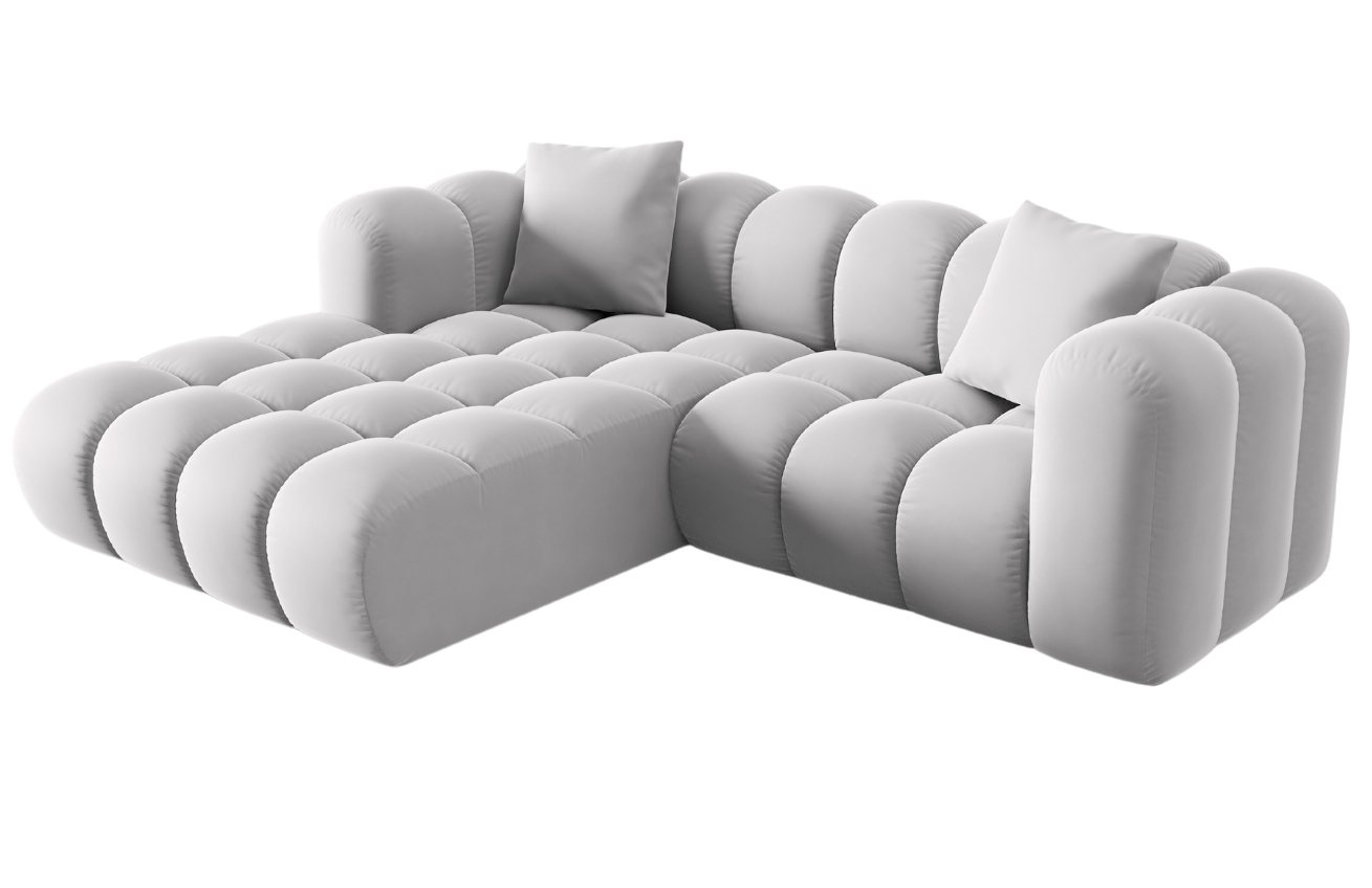 Světle šedá sametová rohová pohovka Windsor & Co Halley 242 cm, levá
