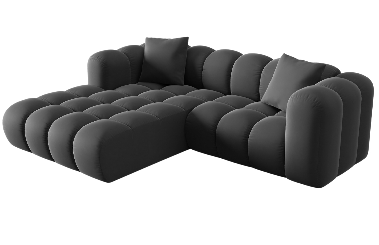 Windsor & Co Sametová rohová pohovka Halley 242 cm, levá