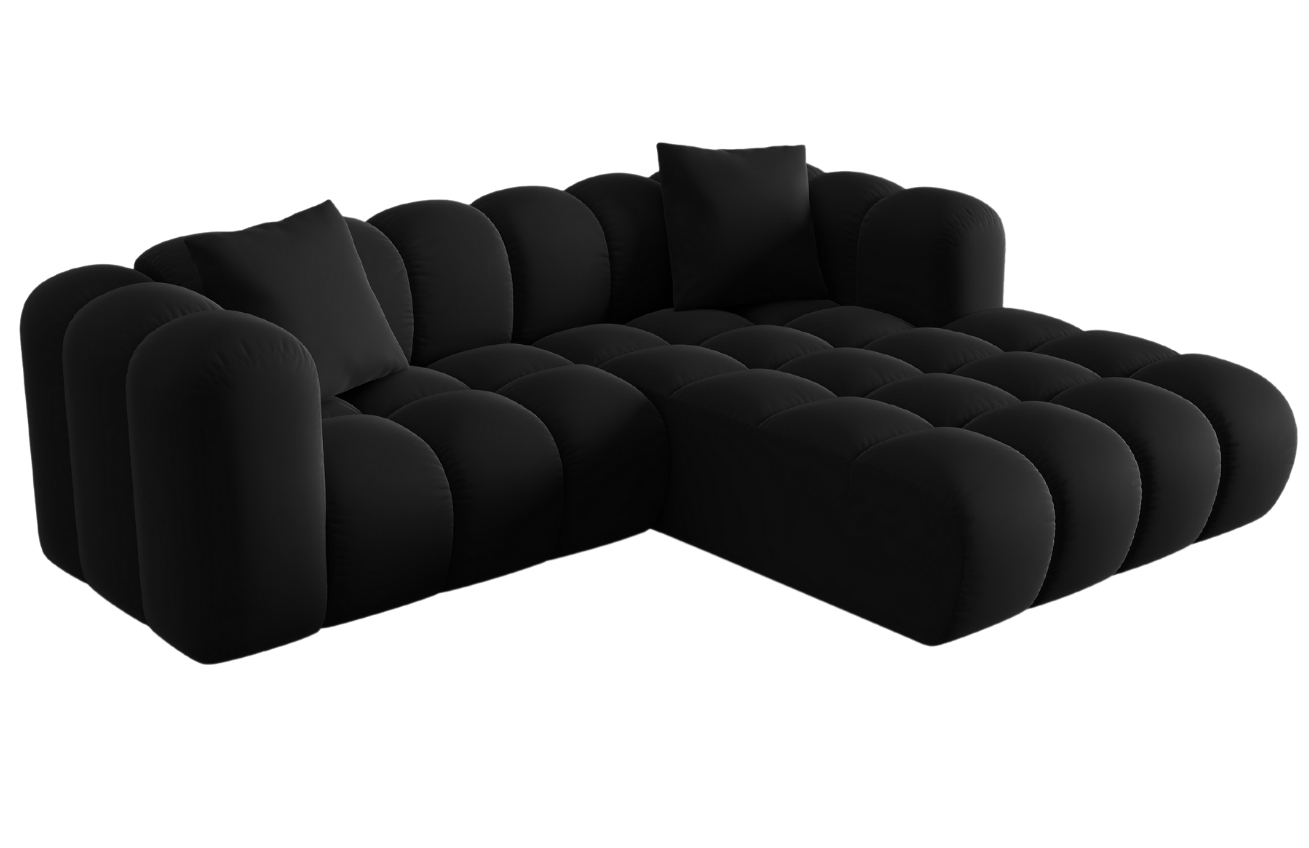 Černá sametová rohová pohovka Windsor & Co Halley 242 cm, pravá