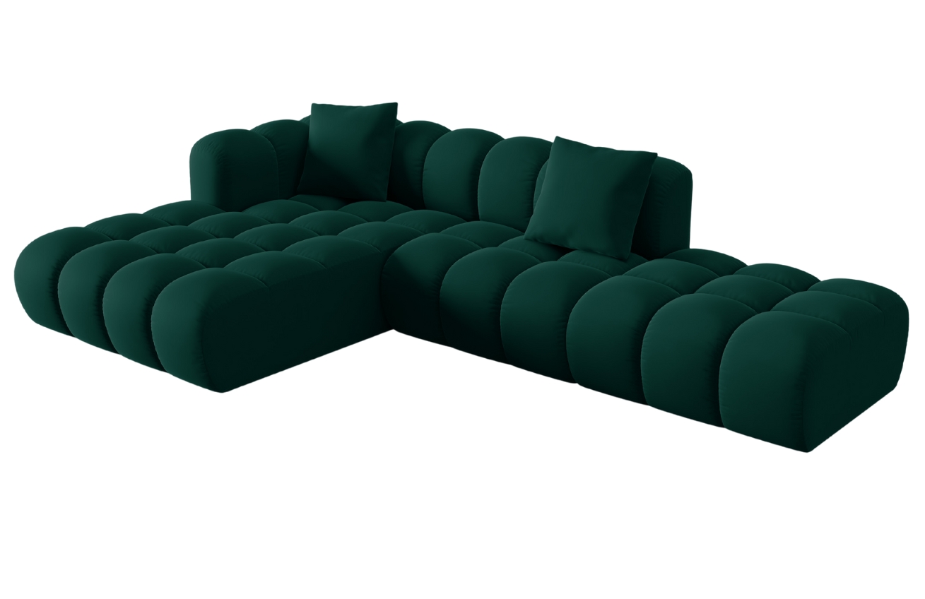 Lahvově zelená sametová rohová pohovka Windsor & Co Halley 309 cm, levá
