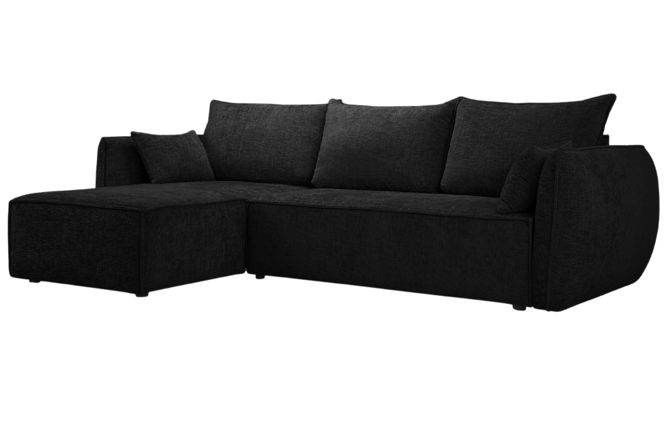 Černá čalouněná rohová rozkládací pohovka Windsor & Co Eris 252 cm, levá