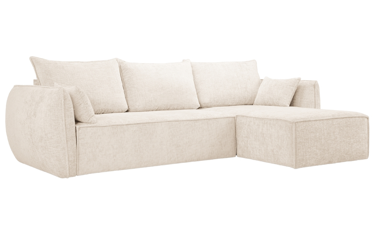 Světle béžová čalouněná rohová rozkládací pohovka Windsor & Co Eris 252 cm, pravá