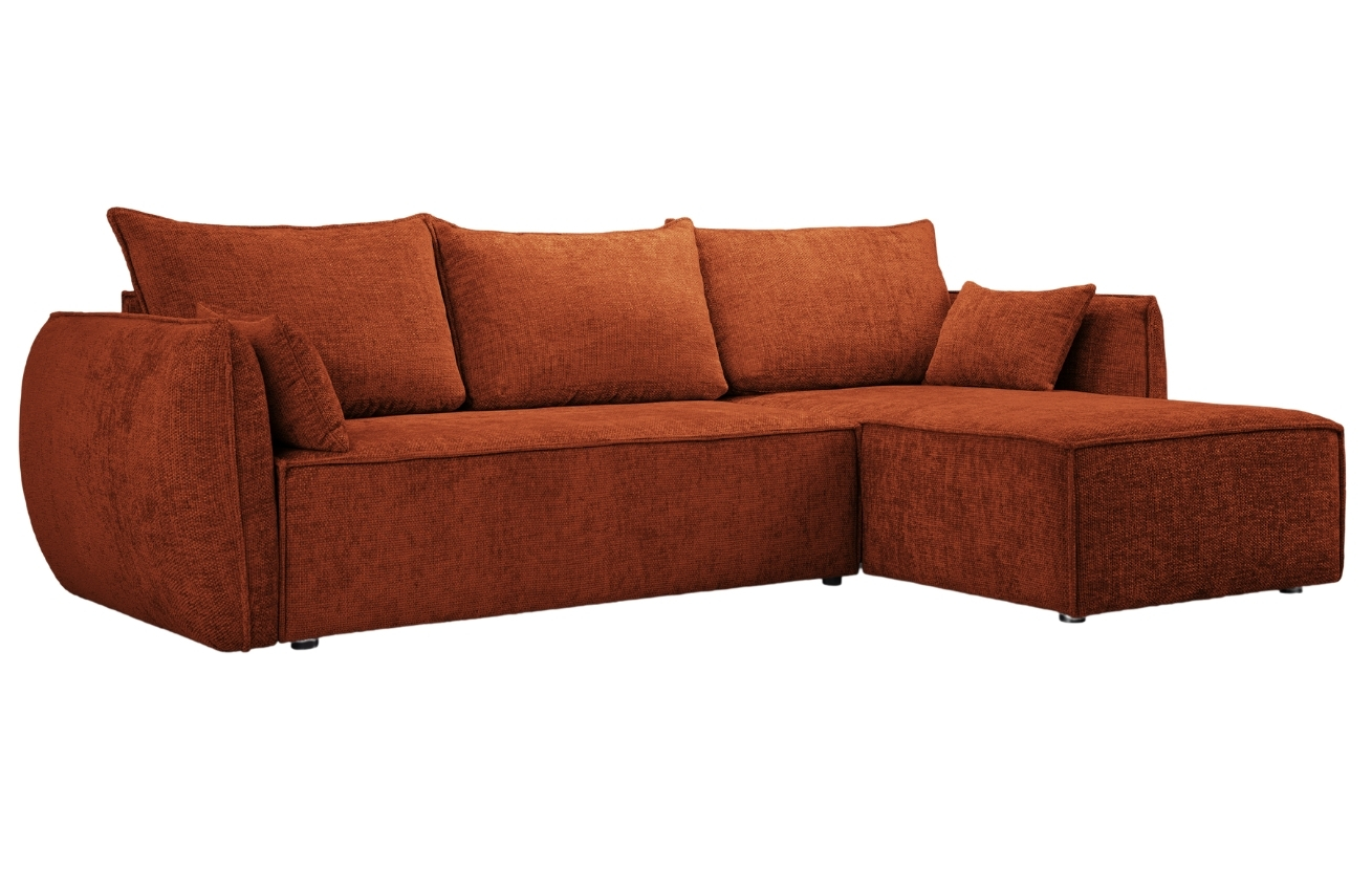 Terakotově červená čalouněná rohová rozkládací pohovka Windsor & Co Eris 252 cm, pravá