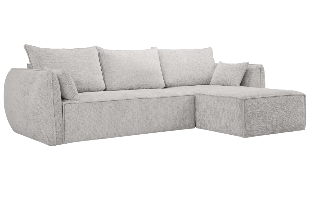 Světle šedá čalouněná rohová rozkládací pohovka Windsor & Co Eris 252 cm, pravá