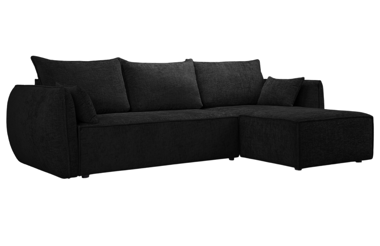 Černá čalouněná rohová rozkládací pohovka Windsor & Co Eris 252 cm, pravá