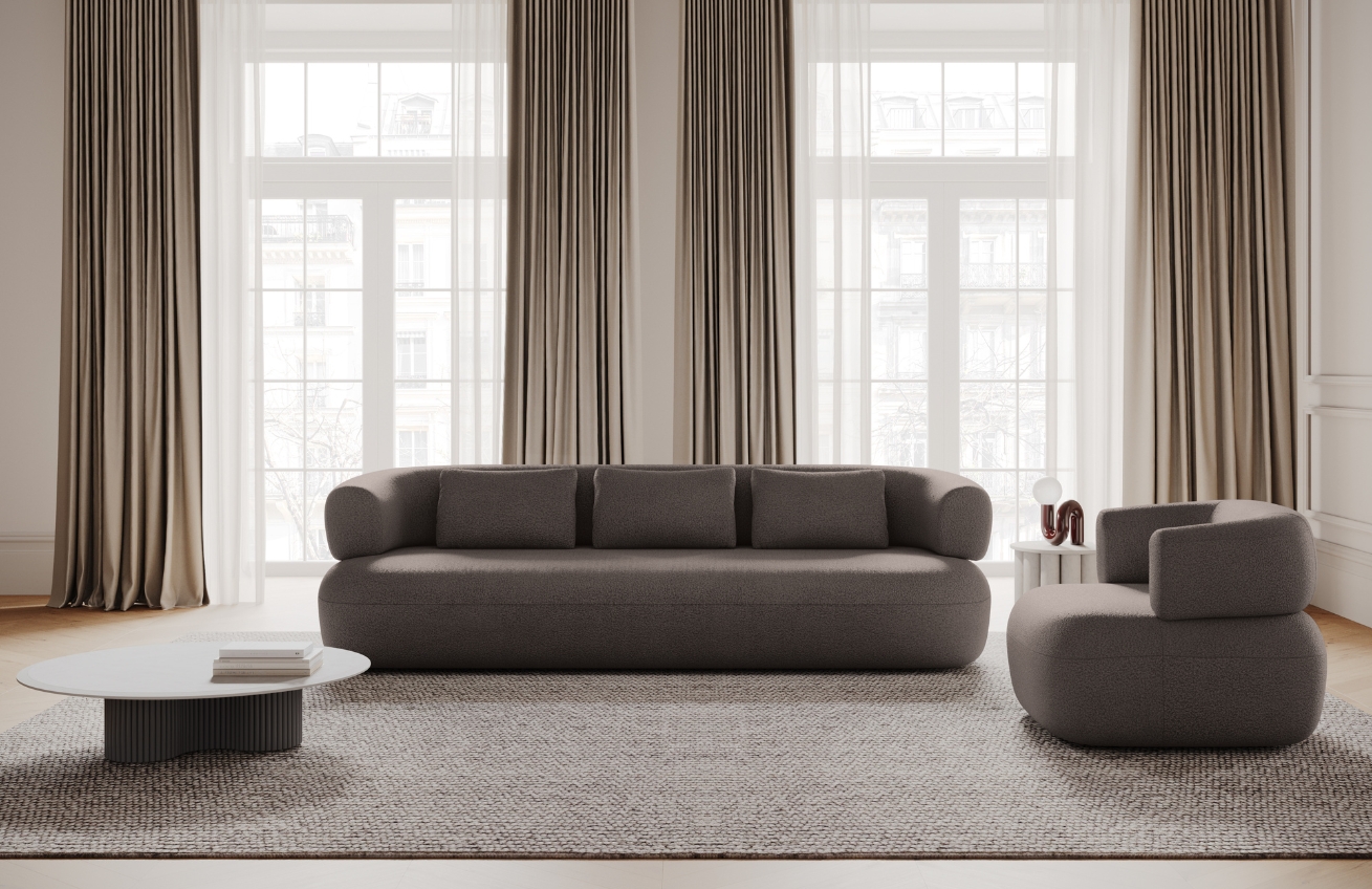 Světle hnědá bouclé čtyřmístná pohovka Windsor & Co Aldrin 226 cm