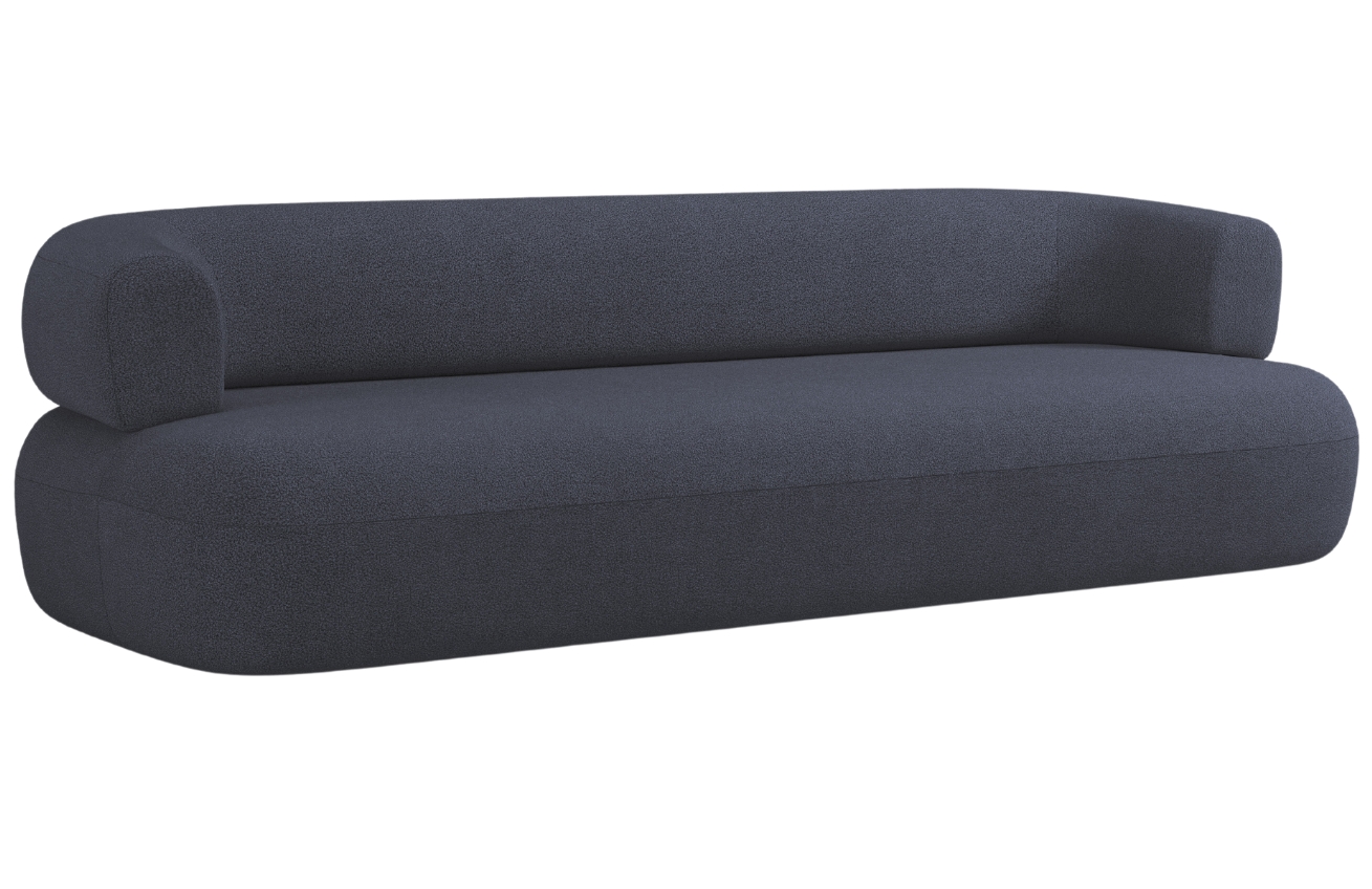 Tmavě modrá bouclé čtyřmístná pohovka Windsor & Co Aldrin 226 cm