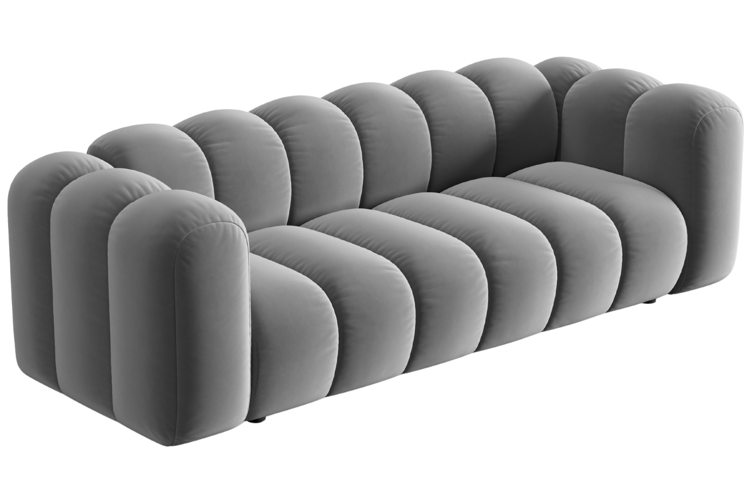 Šedá sametová trojmístná pohovka MICADONI Lupine 228 cm