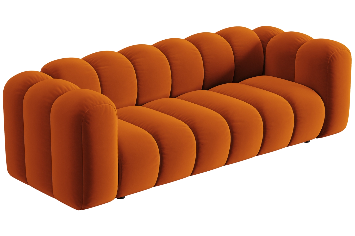 Oranžová sametová trojmístná pohovka MICADONI Lupine 228 cm