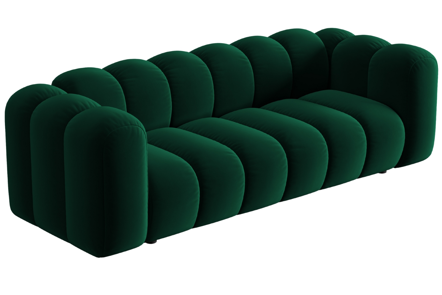 Lahvově zelená sametová trojmístná pohovka MICADONI Lupine 228 cm