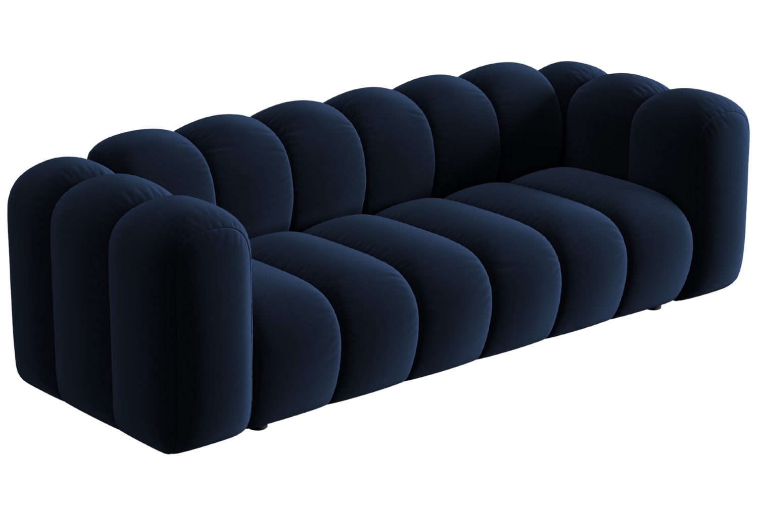 Královsky modrá sametová trojmístná pohovka MICADONI Lupine 228 cm
