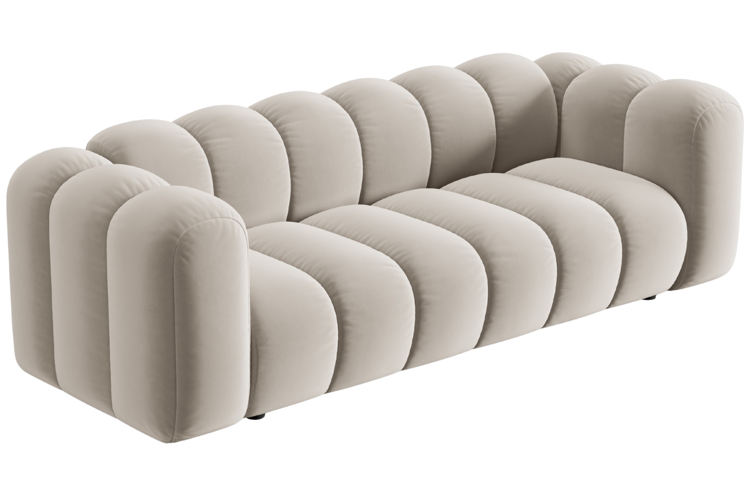 Béžová sametová trojmístná pohovka MICADONI Lupine 228 cm