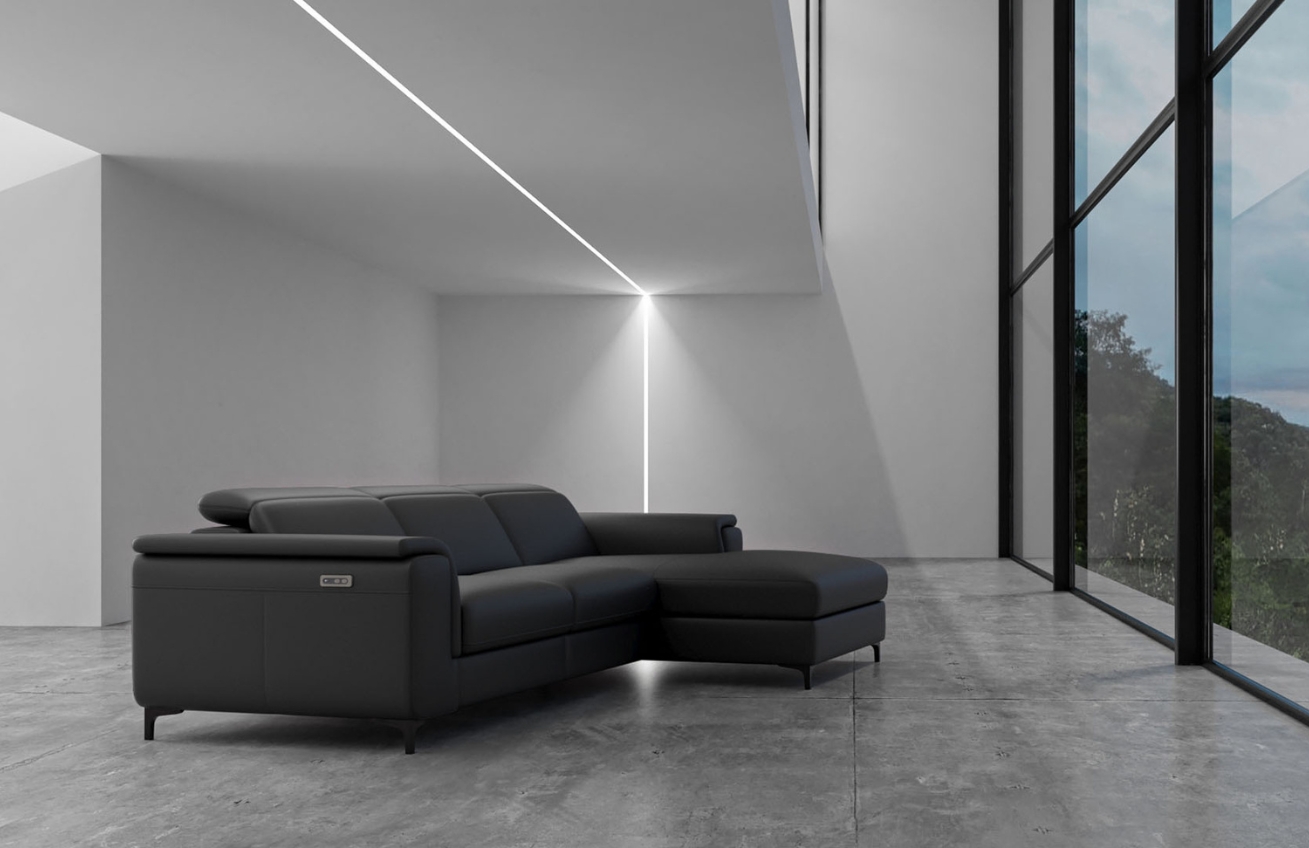 Tmavě šedá kožená polohovací rohová pohovka MESONICA Brito 300 cm, pravá -fv-interier-25