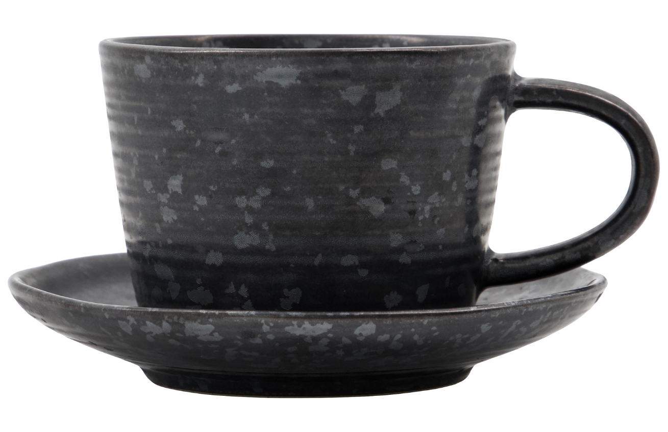 House Doctor Čern&yacute; kameninov&yacute; &scaron;&aacute;lek s pod&scaron;&aacute;lkem Pion 0,23 l