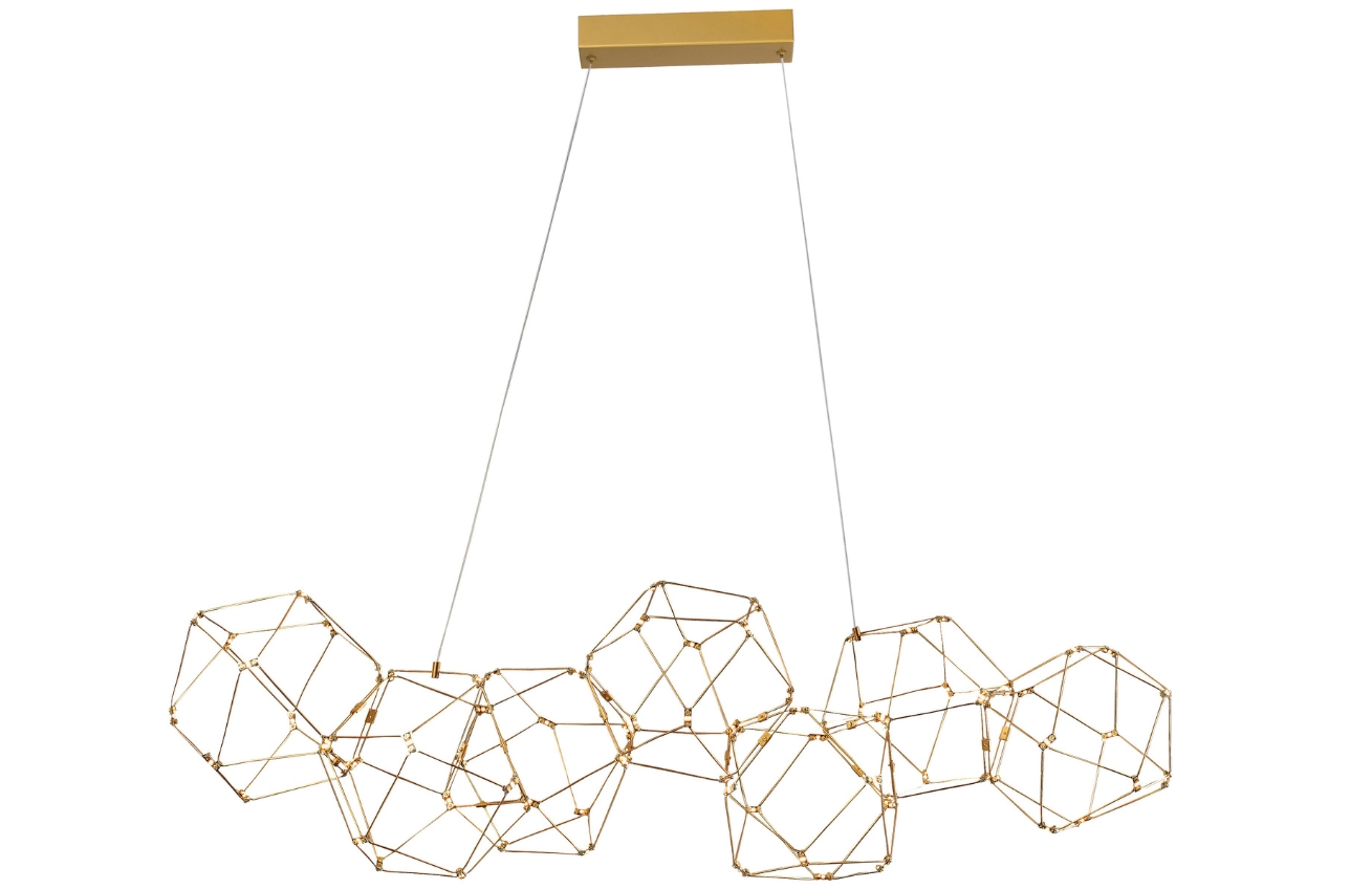 Zlaté kovové závěsné LED světlo Nova Luce Nebula 94,5 cm