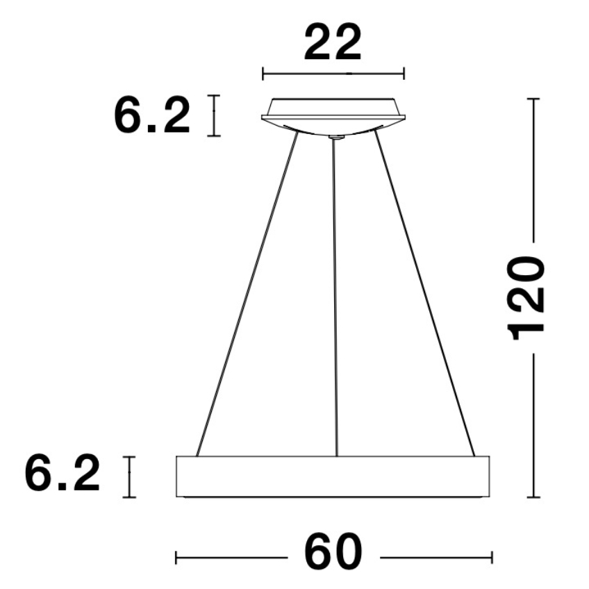 Zlaté závěsné LED světlo Nova Luce Rando Thin 60 cm