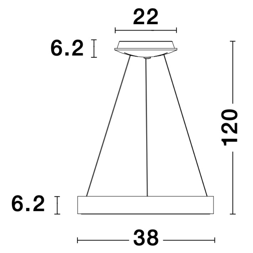 Černé závěsné LED světlo Nova Luce Rando Thin 38 cm