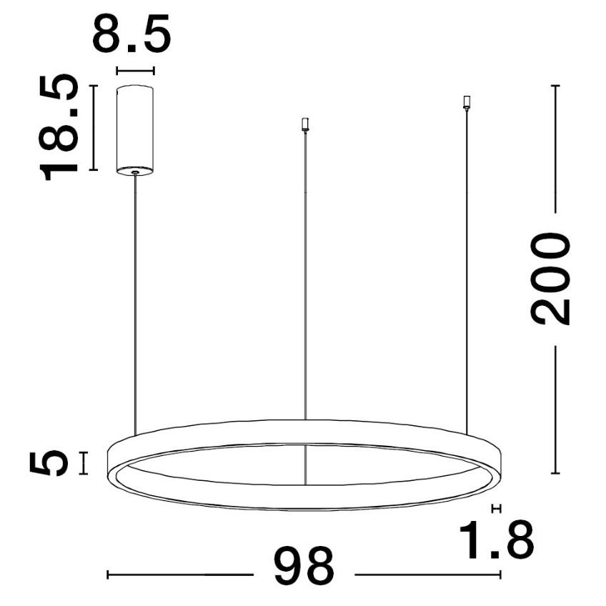 Zlaté kovové závěsné LED světlo Nova Luce Elowen 98 cm