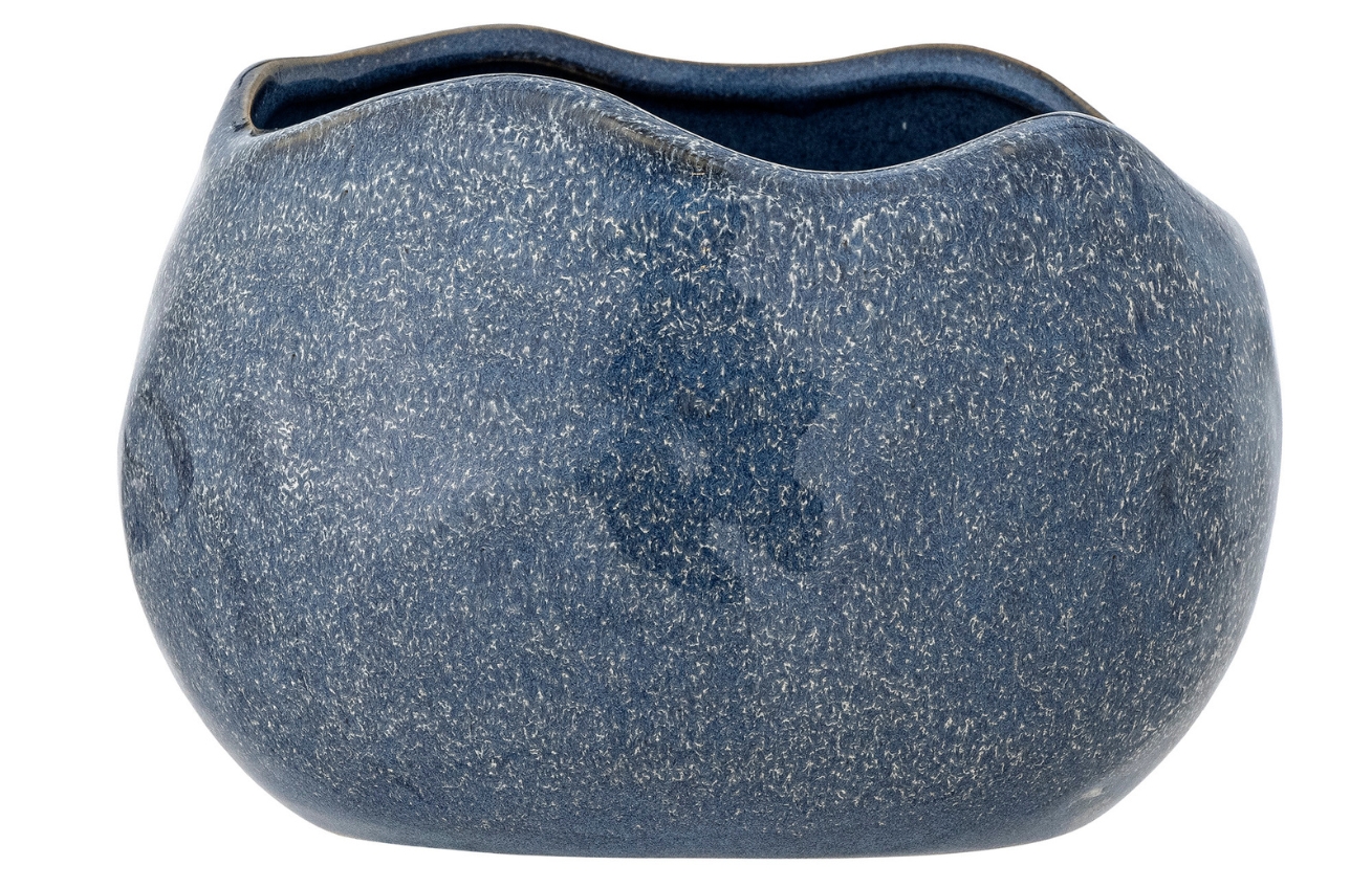 Modrý kameninový květináč Bloomingville Pennie 16,5 x 13 cm