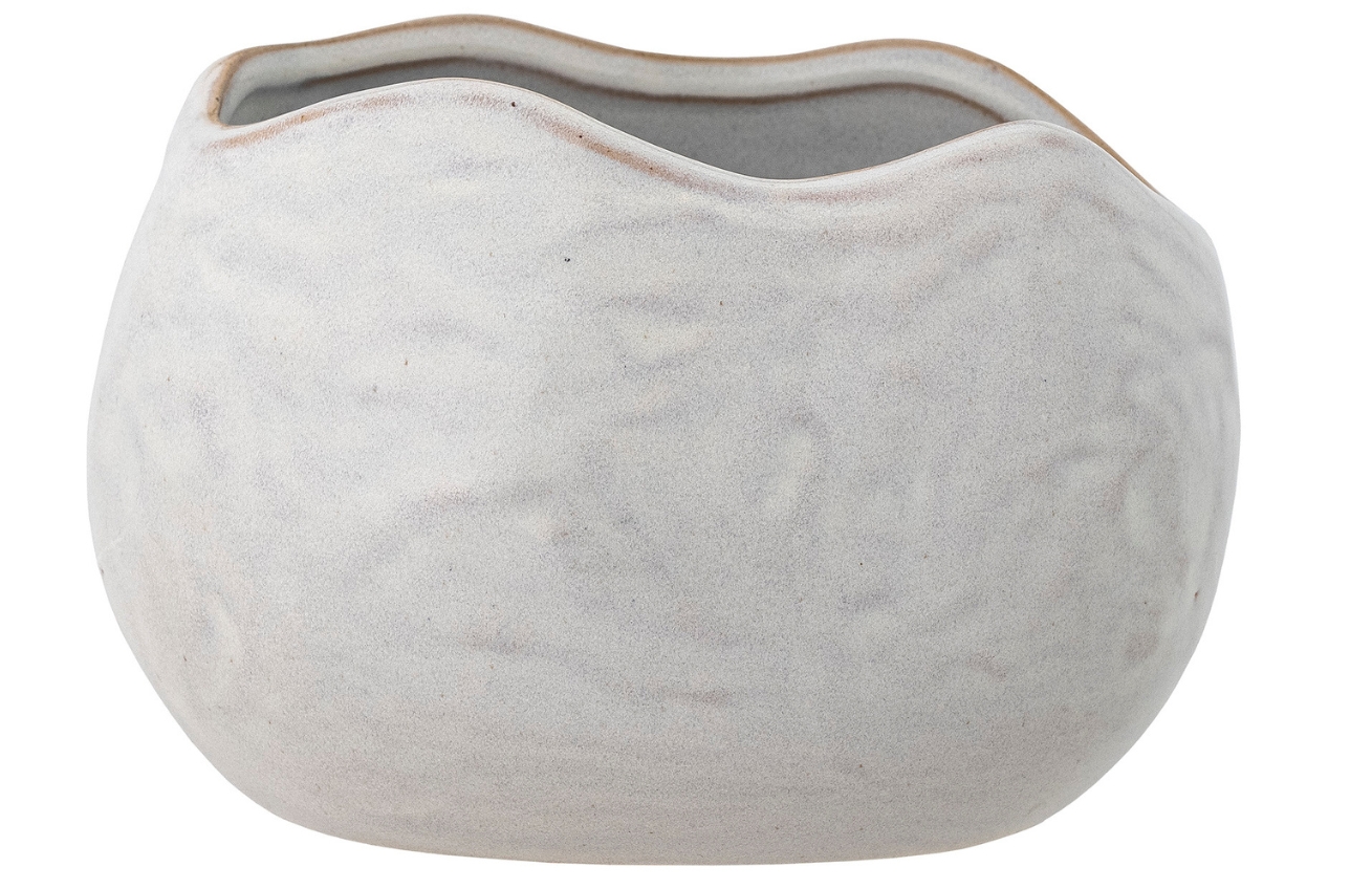 Bílý kameninový květináč Bloomingville Pennie 16,5 x 13 cm