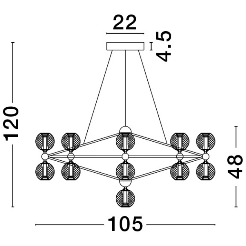 Černé závěsné světlo Nova Luce Belinda 105 cm