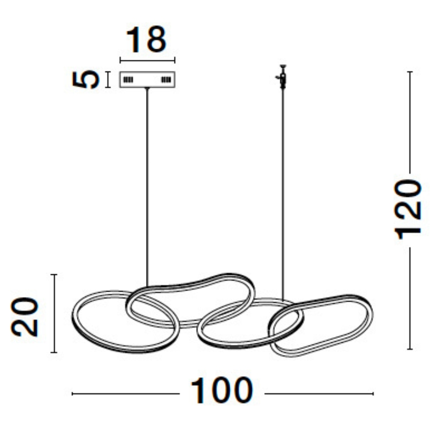 Zlaté kovové závěsné LED světlo Nova Luce Girish 100 cm