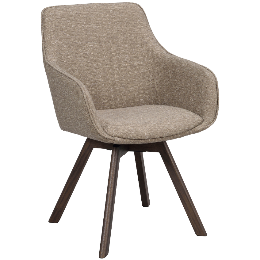 Tmavě b&eacute;žov&aacute; otočn&aacute; j&iacute;deln&iacute; židle ROWICO ALISON s hnědou podnož&iacute; II.