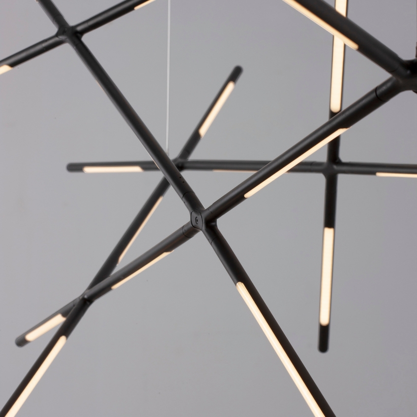 Černé kovové závěsné LED světlo Nova Luce Raccio 180,5 cm