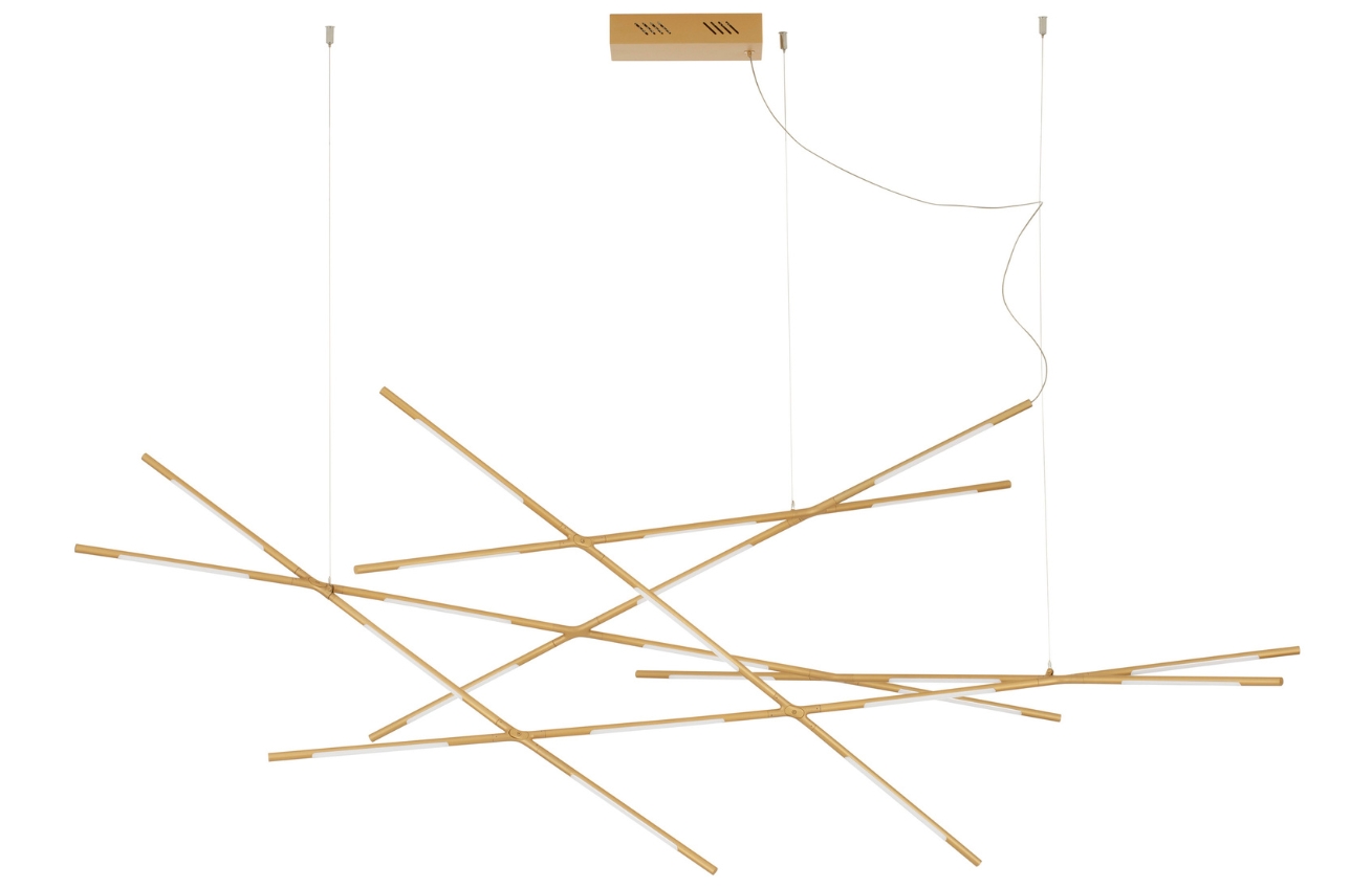 Zlaté kovové závěsné LED světlo Nova Luce Raccio 180,5 cm