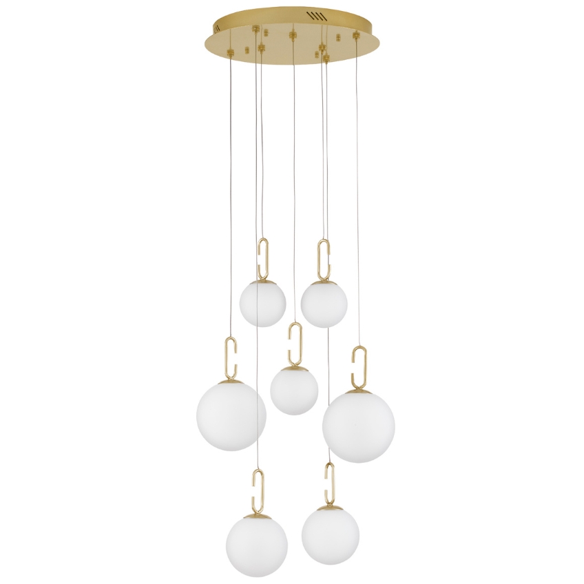 Bílo-zlaté skleněné závěsné LED světlo Nova Luce Hook 56,6 cm