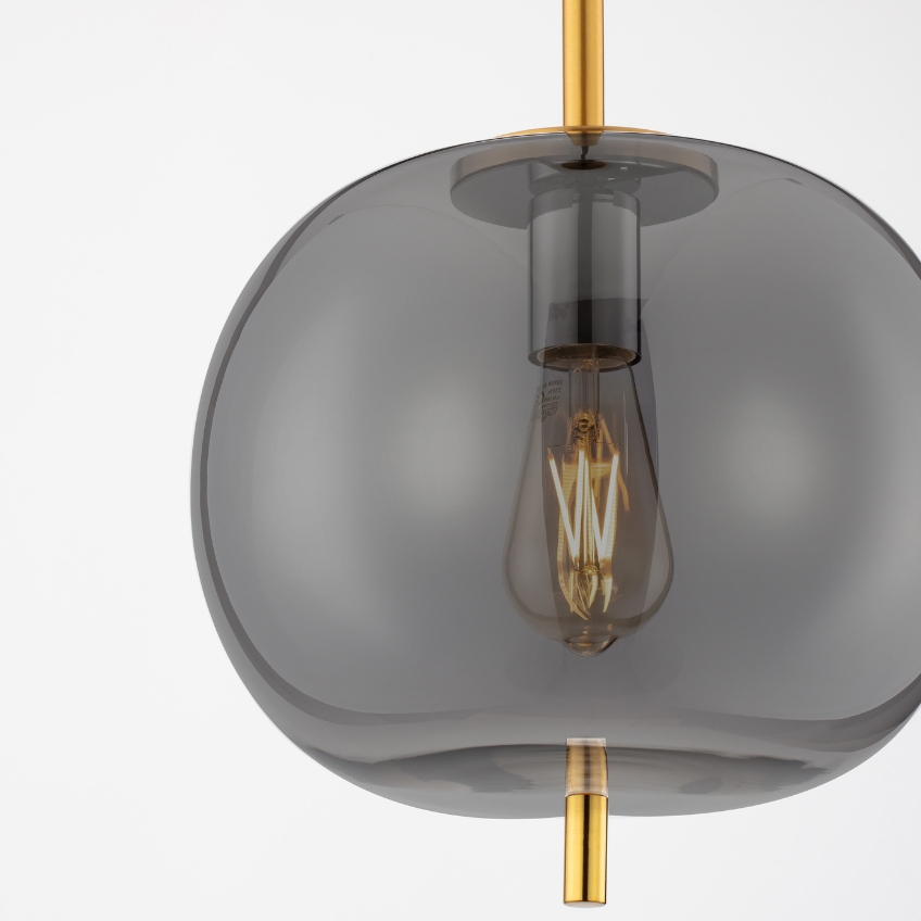 Kouřově šedé skleněné závěsné světlo Nova Luce Lato 30 cm