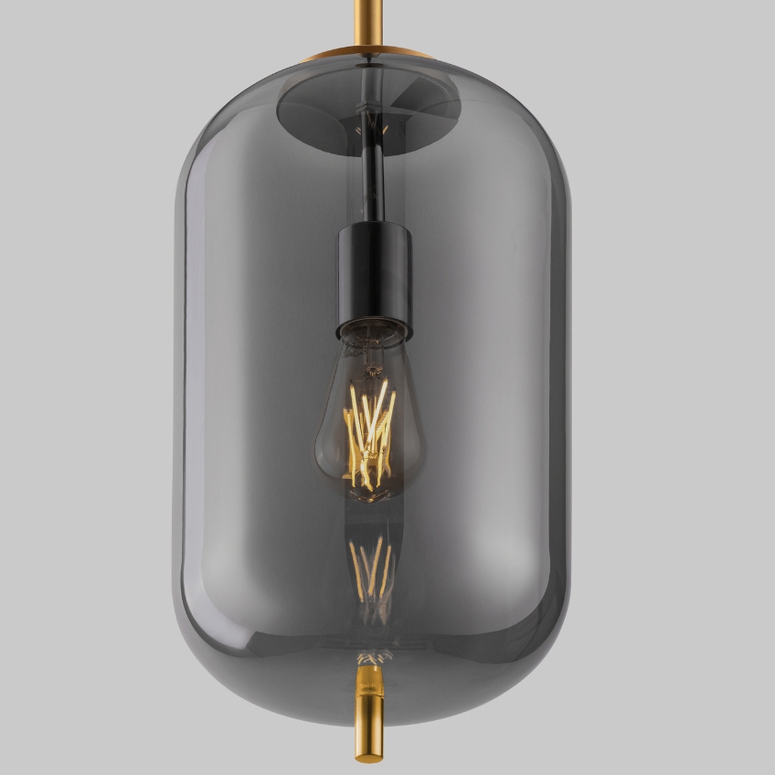 Kouřově šedé skleněné závěsné světlo Nova Luce Lato 22 cm