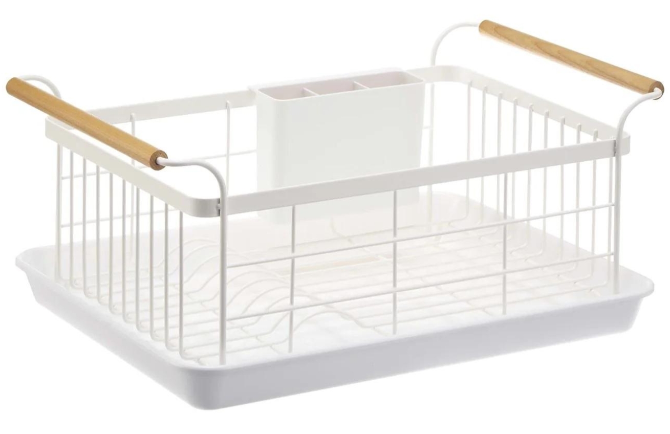 Bílý kovový odkapávač Yamazaki Tosca 47 x 33,5 cm