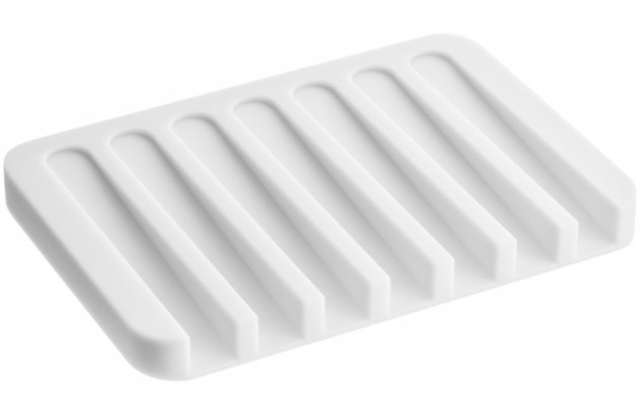 B&iacute;l&aacute; silikonov&aacute; miska na m&yacute;dlo Yamazaki Flow