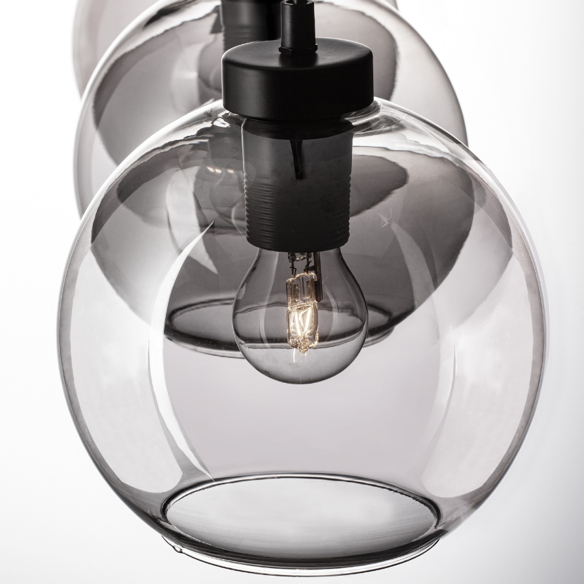 Kouřově šedé skleněné závěsné světlo Nova Luce Palmer 84 cm