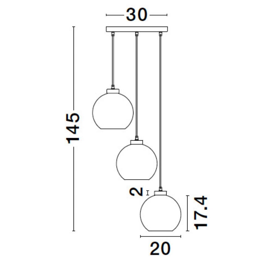 Kouřově šedé skleněné závěsné světlo Nova Luce Palmer 30 cm