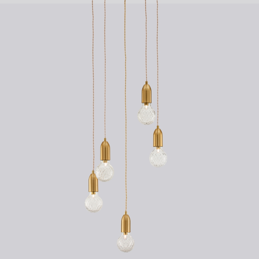 Zlaté kovové závěsné světlo Nova Luce Veda 40 cm