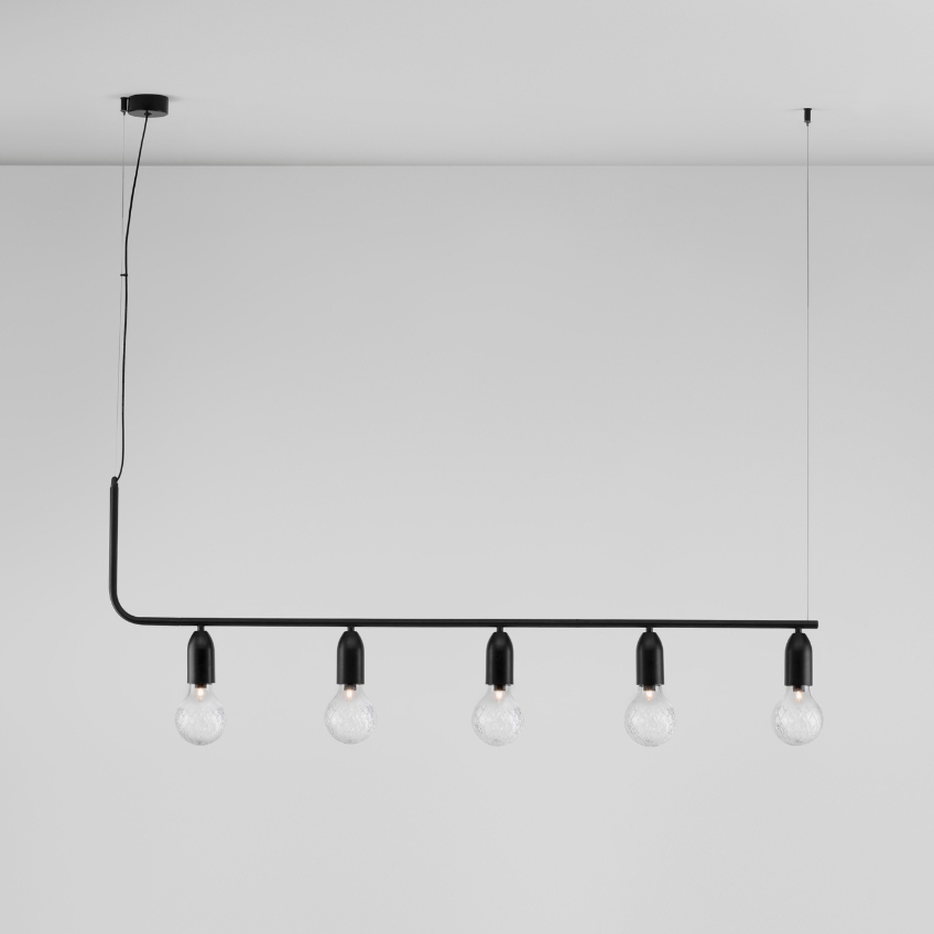 Černé kovové závěsné světlo Nova Luce Veda 128 cm