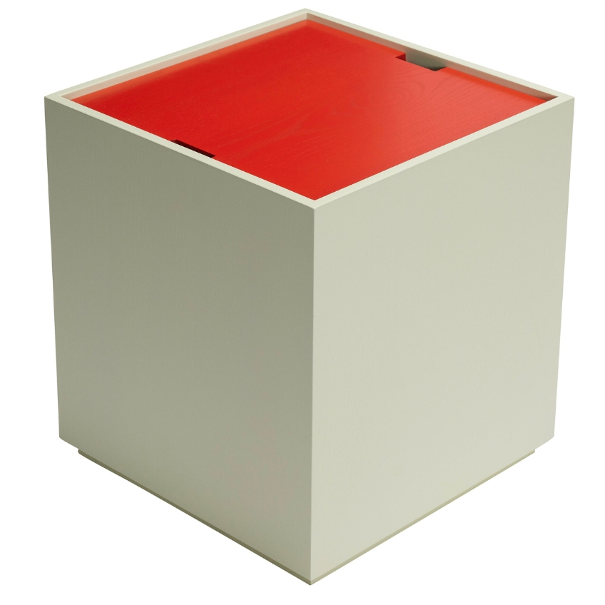 Zeleno-červený dřevěný úložný box Hübsch Vault 40 x 40 cm