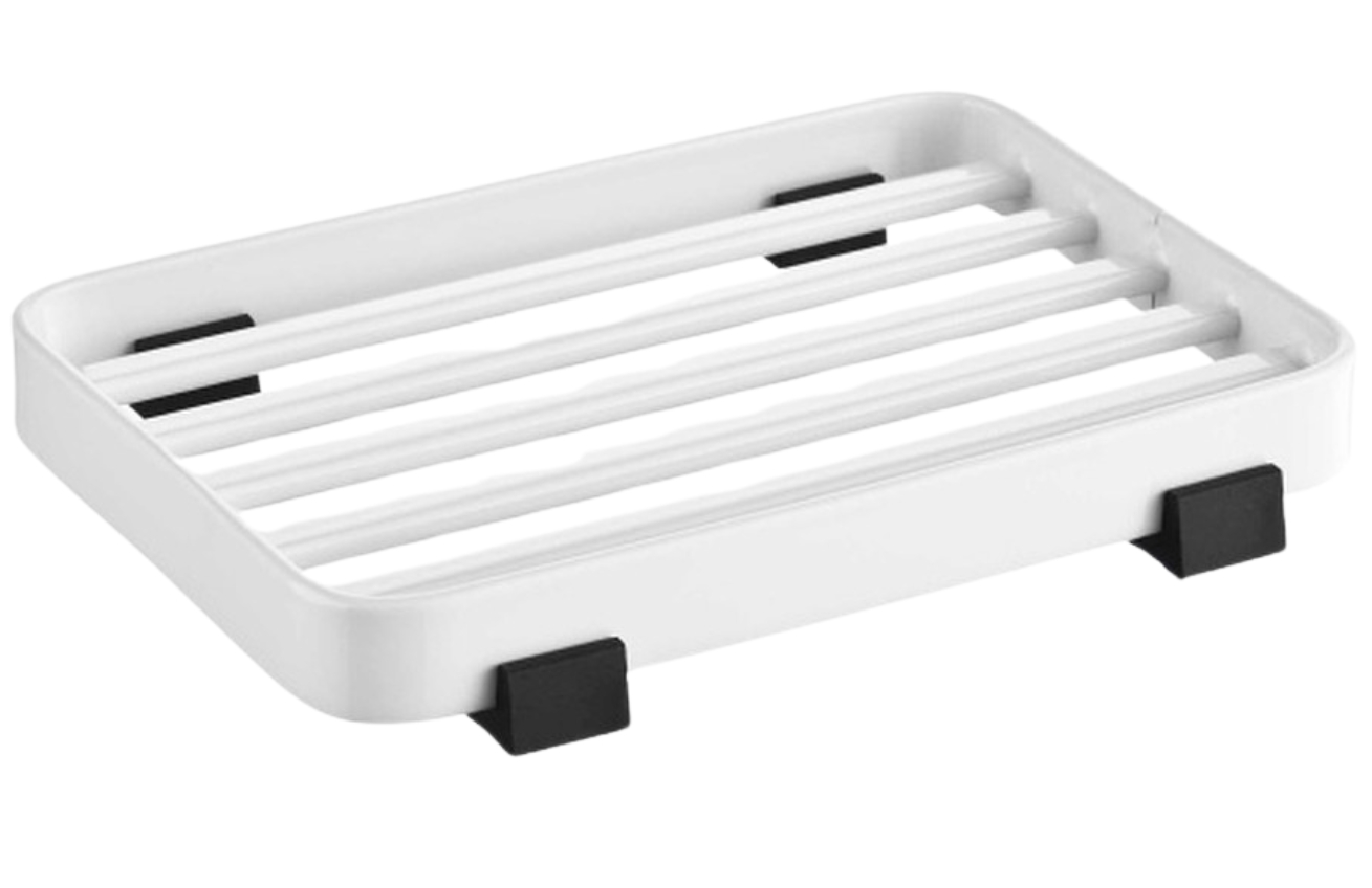 YAMAZAKI B&iacute;l&aacute; kovov&aacute; miska na m&yacute;dlo Tower