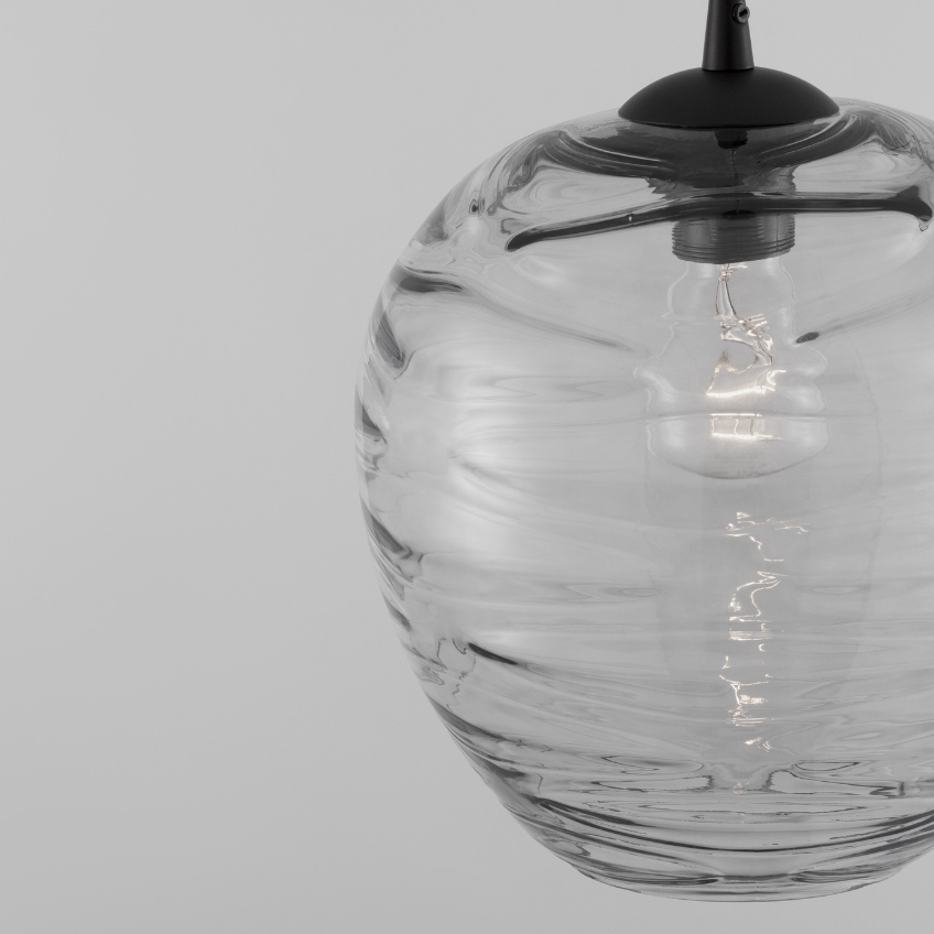 Světle šedé skleněné závěsné světlo Nova Luce Evleen 25 cm