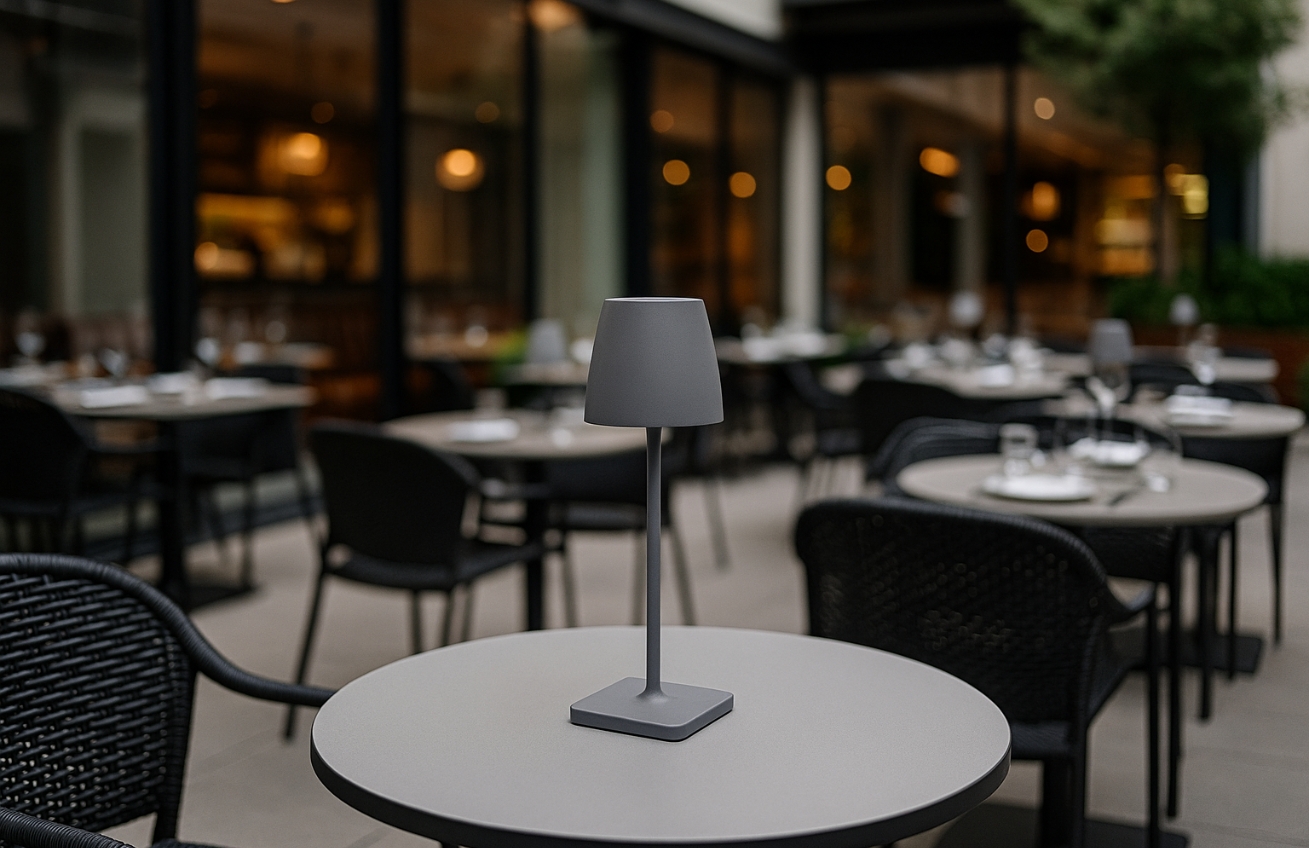 Šedá kovová nabíjecí stolní LED lampa Nova Luce Colt M