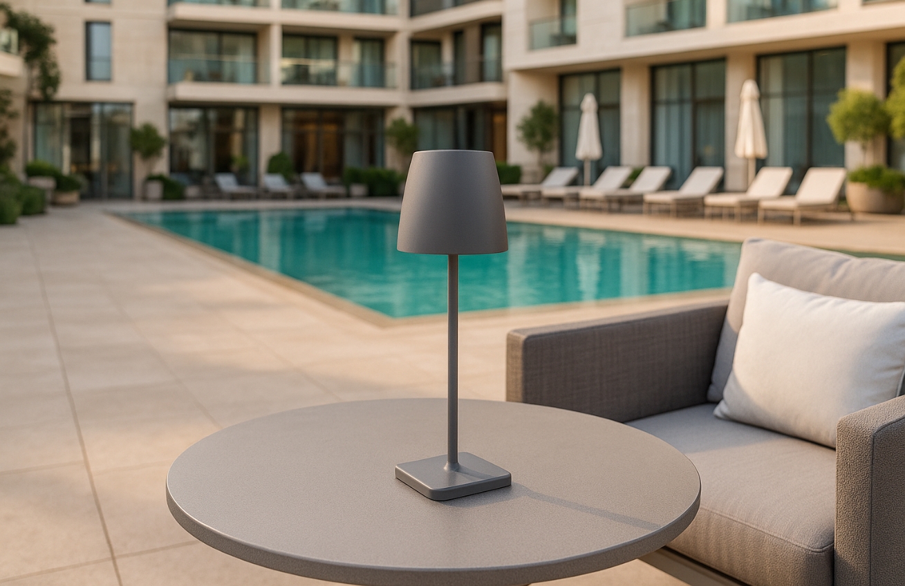 Šedá kovová nabíjecí stolní LED lampa Nova Luce Colt S