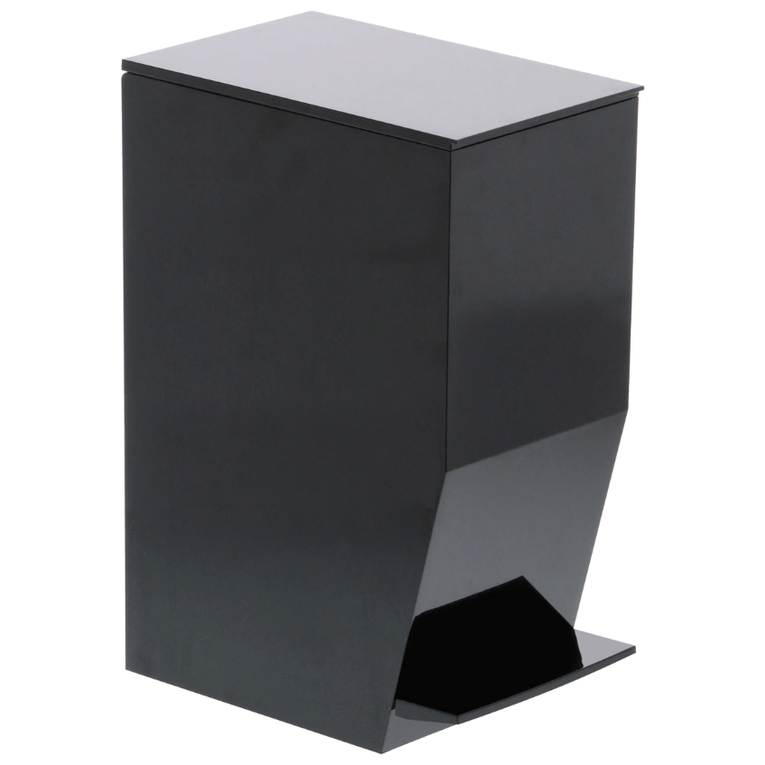 Černý plastový pedálový odpadkový koš Yamazaki Tower 3,9 l