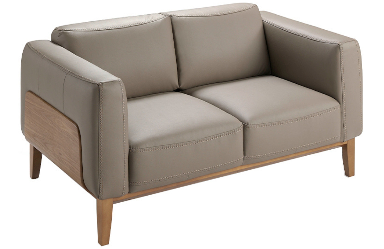 Béžová kožená dvojmístná pohovka Angel Cerdá No. 6028, 159 cm