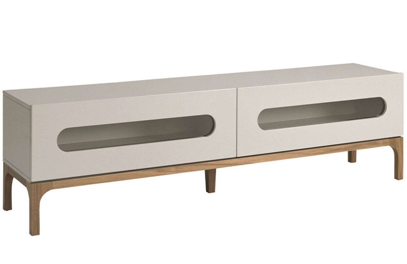 Šedý lakovaný TV stolek Angel Cerdá No. 3242, 180 x 41 cm